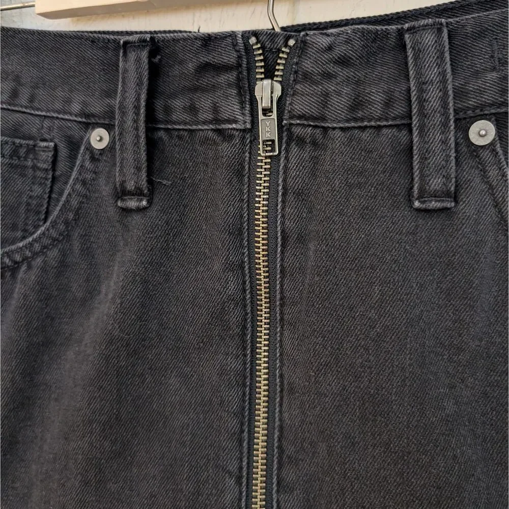 Madewell Skirt Womens Size 29 Black Rigid Denim A-Line Full Zip Front Miniskirt